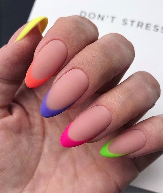 Different Color French Tip Nails 2 min