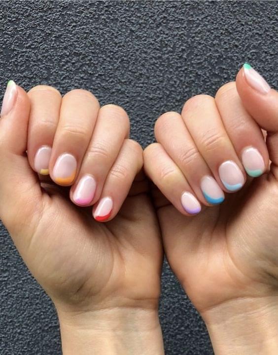 Different Color French Tip Nails 4 min