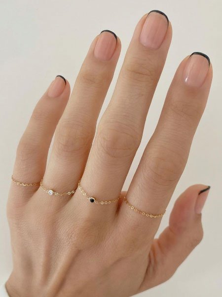 different color french tip nails Dainty Black French Tip Nails min